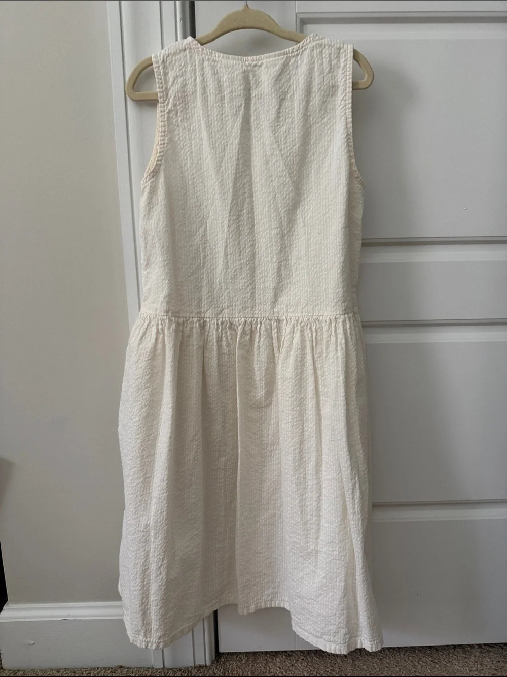 H&M Cream Button-Front Sleeveless Dress